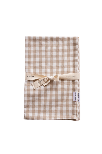 Beige Gingham Kitchen Dish Towels | Set of 2