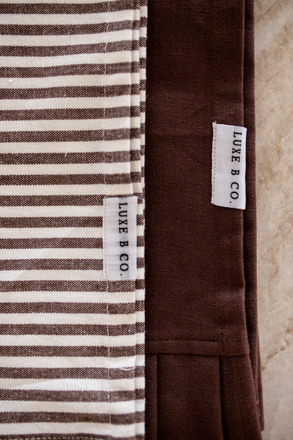 Brown & White Stripe Ruffle Kitchen Dish Towel | Set of 2