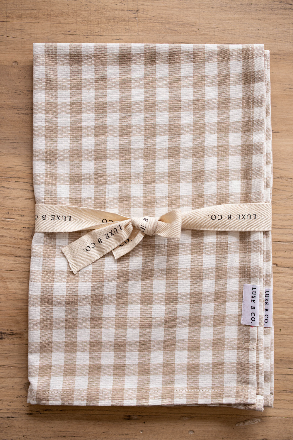 Beige Gingham Kitchen Dish Towels | Set of 2